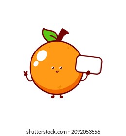 Cute funny orange character. Vector hand drawn cartoon mascot character illustration icon. Isolated on white background