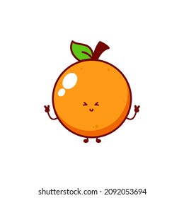 Cute funny orange character. Vector hand drawn cartoon mascot character illustration icon. Isolated on white background