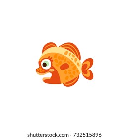 Cute funny orange fish hand drawn vector Illustration