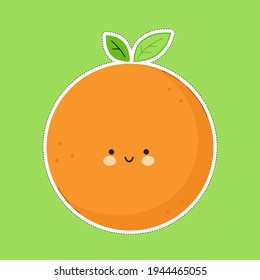 Cute funny Orange fruit character. Vector hand drawn cartoon kawaii character illustration icon. Orange fruit character concept