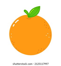 Cute funny orange fruit. Vector hand drawn cartoon kawaii character illustration icon. Isolated on white background. Orange fruit concept emoji,child,baby,face,adorable,kids,nature,organic, citrus