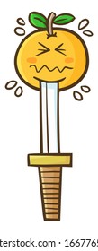 Cute and funny orange get stabbed with sword