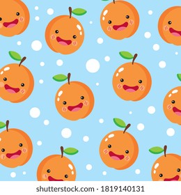 cute and funny orange smiling pattern. Cartoon kawaii character. vector illustration
