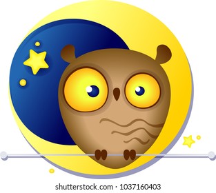 Cute funny Owl in the background of the yellow moon.
owl wisdom vector design background. Image contains gradients, transparencies, blends, blending modes. EPS 10