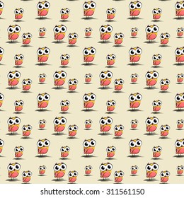 Cute and Funny owl. Icon. Character design. Pattern. Wallpaper
