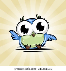 Cute and Funny owl. Icon. Character design.