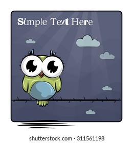 Cute and Funny owl. Icon. Character design. Card. Postcard