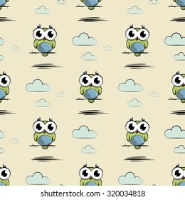 Cute and Funny owl. Icon. Character design. Pattern. Wallpaper