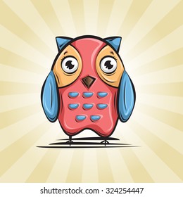 Cute and Funny owl. Icon. Character design.