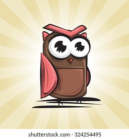 Cute and Funny owl. Icon. Character design.