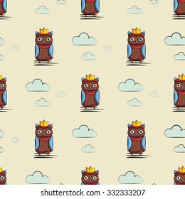 Cute and Funny owl. Icon. Character design. Pattern. Wallpaper