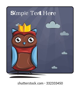 Cute and Funny owl. Icon. Character design. Card. Postcard