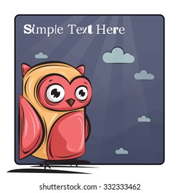 Cute and Funny owl. Icon. Character design. Card. Postcard