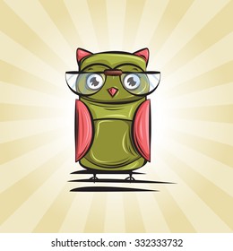 Cute and Funny owl. Icon. Character design.