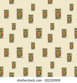 Cute and Funny owl. Icon. Character design. Pattern. Wallpaper