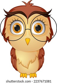 Cute funny owl wearing glasses