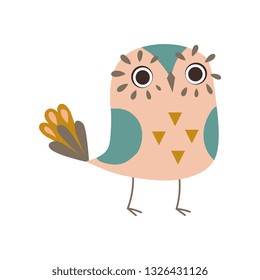 Cute Funny Owlet, Adorable Owl Bird Vector Illustration