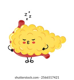 Cute funny Pancreas sleeping character. Vector hand drawn cartoon kawaii character illustration icon. Isolated on white background. Happy Pancreas sleep character concept