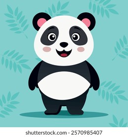 Cute and funny Panda. Baby Panda standing. Vector illustration panda mammal character design with flat color. Panda can be used for design of t-shirts, posters and Baby Shower party and characters.