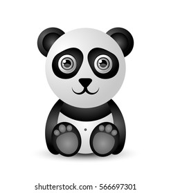Cute and funny panda character isolated on white background