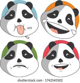 Cute and funny panda with different emotions.
Laughing on others, laughing, angry, and smile . Panda social media sticker.  Isolated on white background