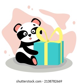 süßer lustiger Panda mit Geschenkbox