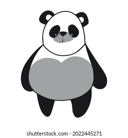 Cute and funny panda. A panda of gray and black colors.