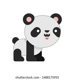 Cute funny panda, panda icon vector illustration
