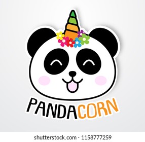 cute and funny pandacorn sticker template with cartoon concept use for print and design element, vector eps 10 