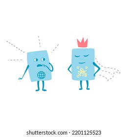 Cute and funny passports, identity document characters, travelling concept, cartoon vector illustration