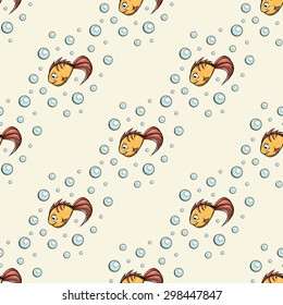 Cute and funny pattern with fish and bubbles