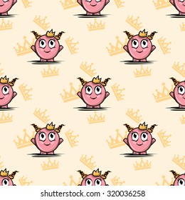 Cute and funny pattern with monster. Wallpaper. Background