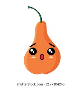 Cute funny pear character. Vector hand drawn cartoon kawaii character illustration icon. Happy pear character concept. Isolated on white background.
