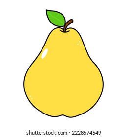 Cute funny pear character. Vector hand drawn traditional cartoon vintage, retro, kawaii character illustration icon. Isolated on white background. Pear character concept