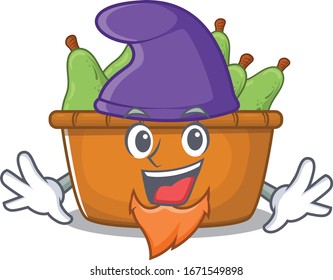 Cute and funny pear fruit box cartoon character dressed as an Elf