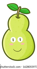 Cute and funny pear fruit character smiling