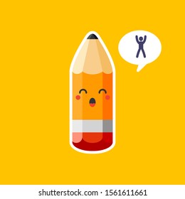 Cute and funny pencil character cartoon. vector illustration.
