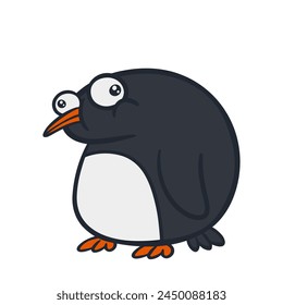 Cute and funny penguin character. Vector cartoon illustration isolated on white background. 