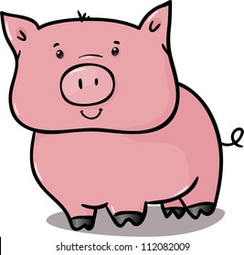 cute funny pig isolated on white