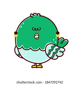 Cute funny pigeon bird character. Vector flat line cartoon kawaii character illustration icon. Isolated on white background. Pigeon,dove character concept