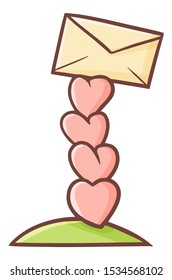 Cute and funny a pile of hearts with envelope on it