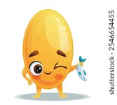A cute funny pill omega. Vector illustration of a character on a white background. Isolated background.