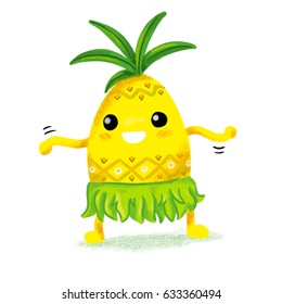 Cute and funny pineapple cartoon design. Vector illustration 