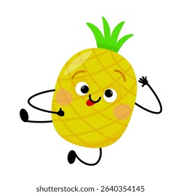 Cute funny pineapple character with a smile