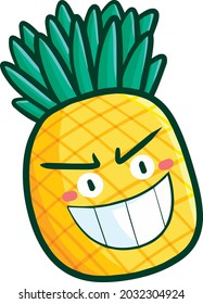 Cute and funny pineapple mascot smiling