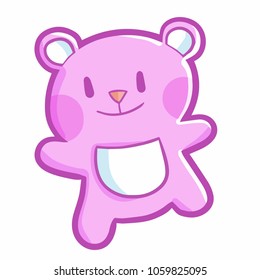 Cute and funny pink bear smiling - vector