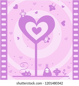 Cute funny pink monster characters in japanese kawaii anime style