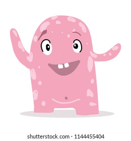 Cute funny pink monster. Children's illustration. For print. Halloween.