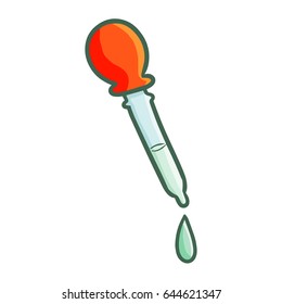 Cute and funny pipette with medicine - vector.