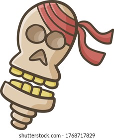 Cute and funny pirates skull with red headband